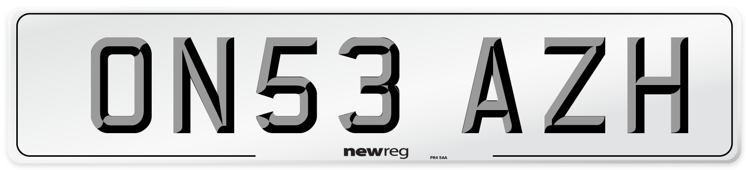ON53 AZH Number Plate from New Reg